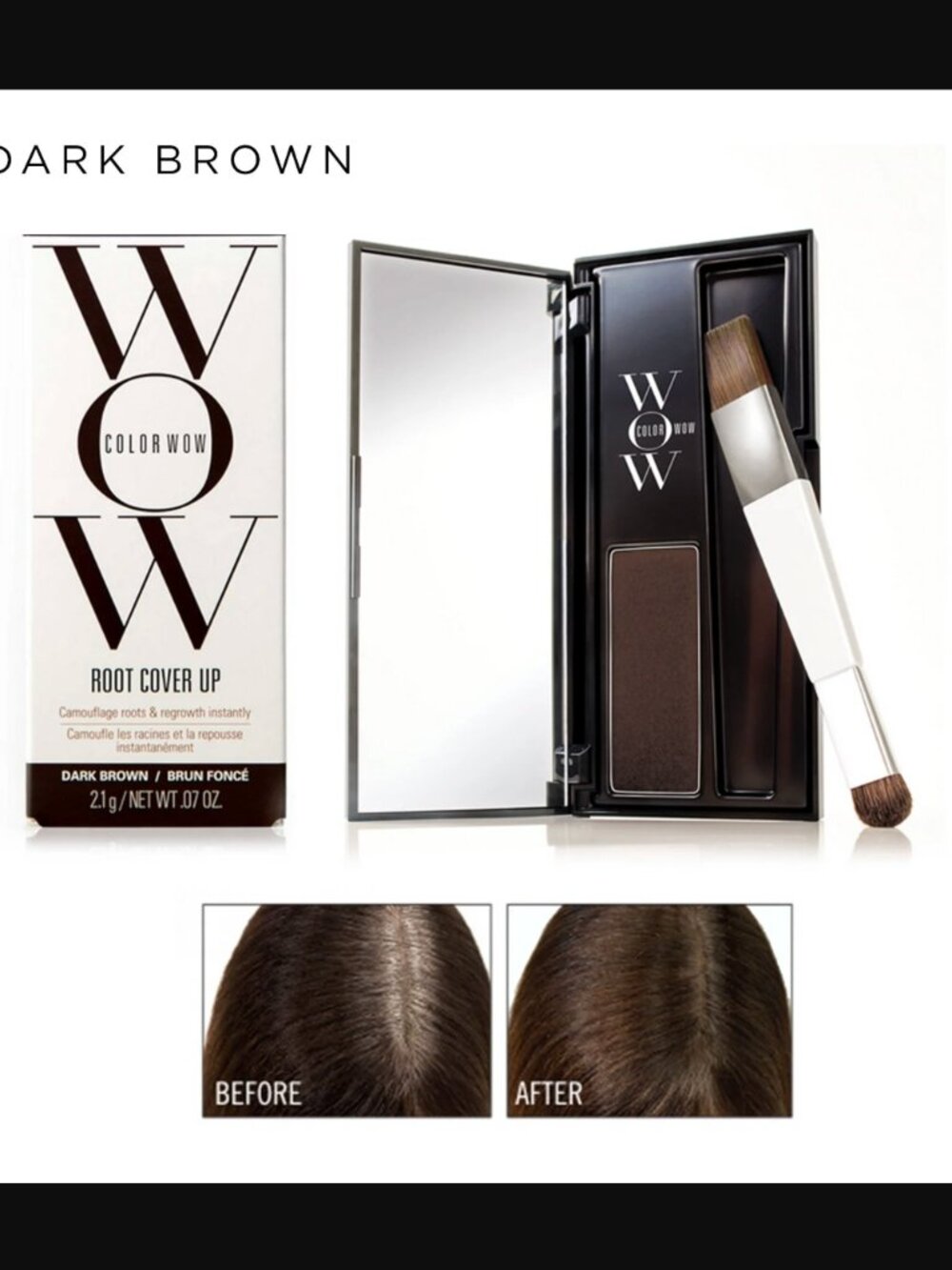 ❣️2/$36 NIB Color Wow Root Cover Up Shade Dark Brown Full Size Retail $34.50